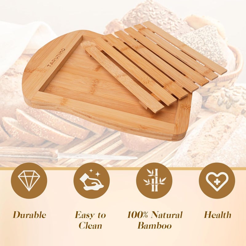 TARUNMO Bamboo Bread Slicer Cutting Board with Crumb Tray - Premium Natural Chopping Board for Sourdough & Homemade Loaves, 13"x10" Easy Clean, Doubles as Serving Tray - Image 5